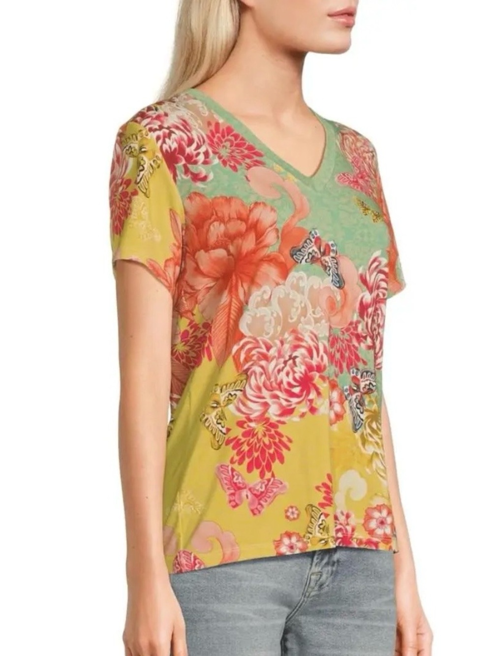 Johnny Was The Janie Favorite V-Neck Short Sleeve - Multicolor Tee - Picture 5 of 6